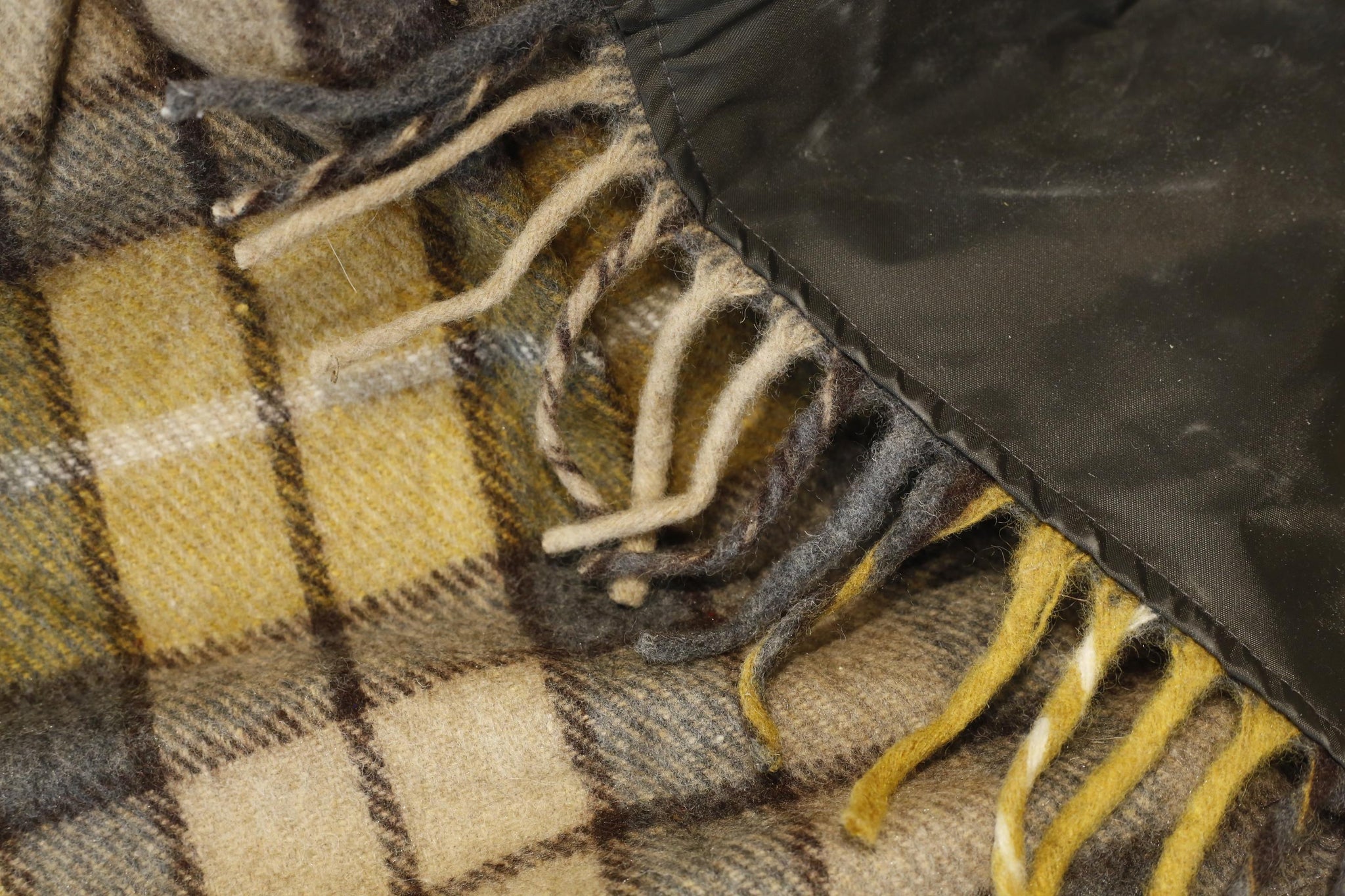 Recycled Wool Waterproof Picnic Blanket in Buchanan Natural Tartan